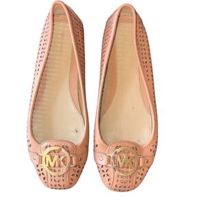 Michael Kors Tan Flats with Gold Logo